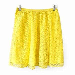 Anthropologie Maeve Yellow Lace A-Line Skirt Womens Size 2 Circle Midi Feminine